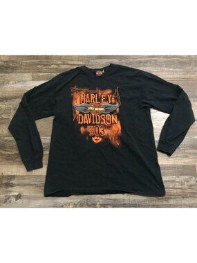 Harley Davidson Mens Large Summer Fest '03 Black Long Sleeve T Shirt